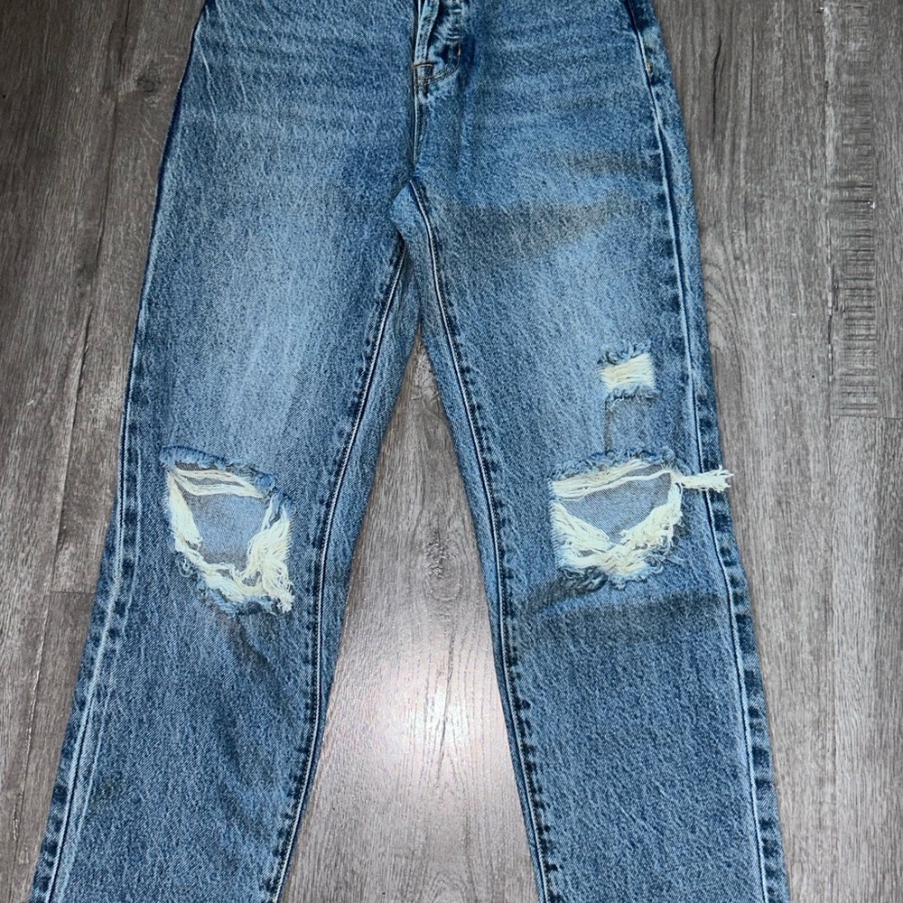 PacSun Blue Distressed Straight Leg Jeans